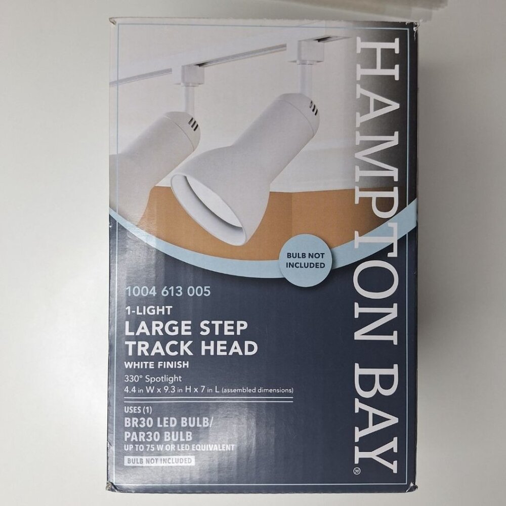 Hampton Bay Large‎ Step Track Lighting Head 1004 613 005 White Finish